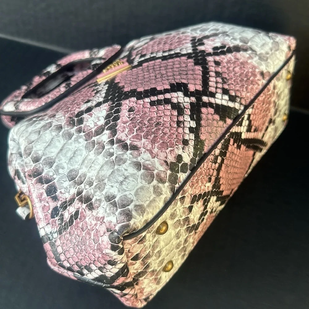New GUESS Errin Snakeskin Small Frame Satchel
